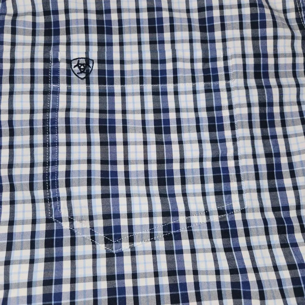 Ariat Pro Series Long Sleeve Plaid Button Down Shirt Men XXL Blue Cowboy Western - Picture 3 of 5
